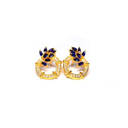 Royal Sapphire Bloom Hoop Studs