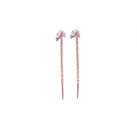 Crystal Bloom Rose Gold Threader Earrings