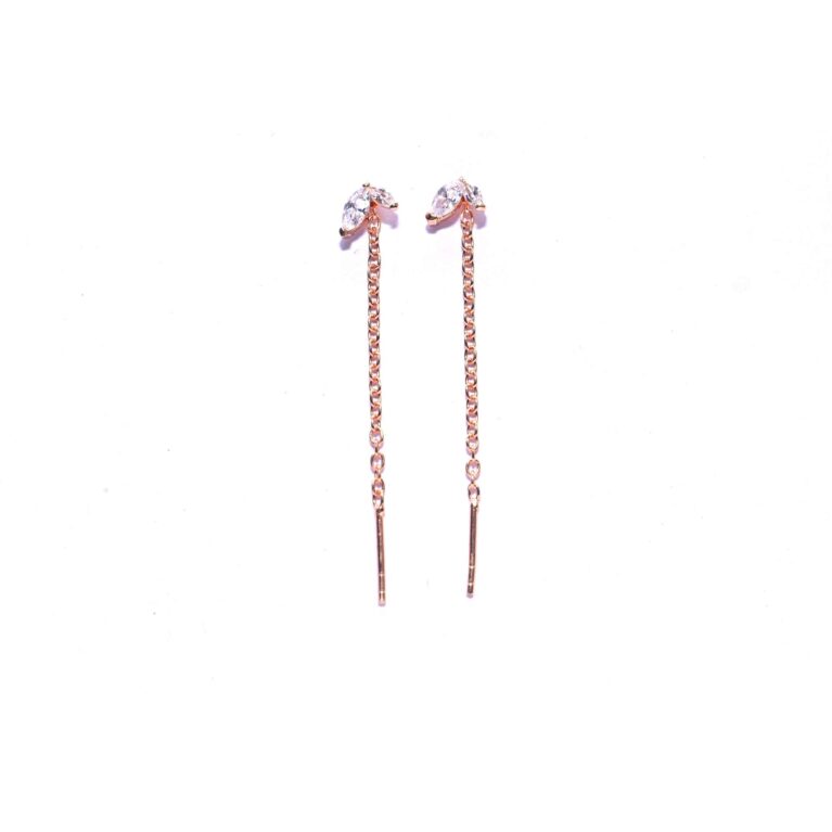 Crystal Bloom Rose Gold Threader Earrings