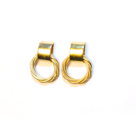 Bold Textured Gold Hoops with Polished Bar Studs