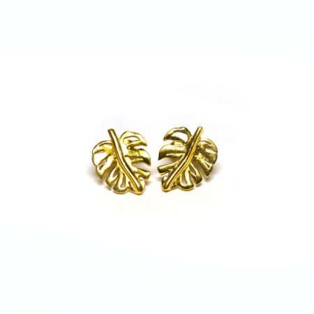 Elegant Gold Monstera Leaf Stud Earrings