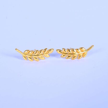 Golden Leaf Shaped Stud Earrings – Elegant & Timeless Beauty