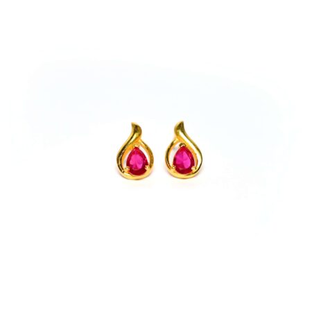 Regal Ember Teardrop Earrings – Gold & Garnet Elegance