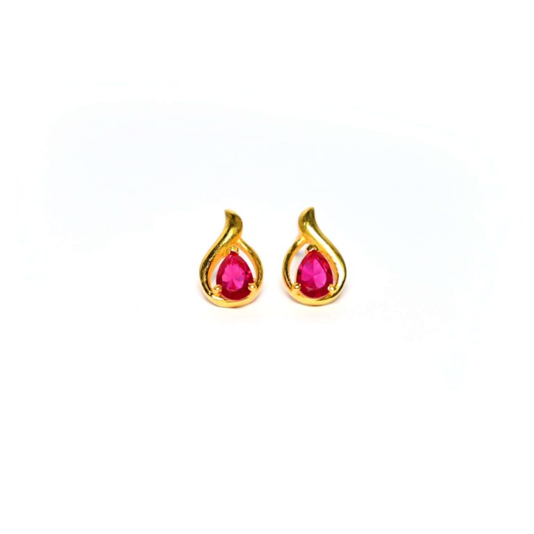 Regal Ember Teardrop Earrings – Gold & Garnet Elegance